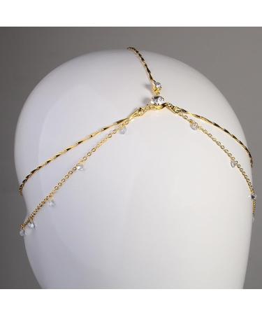 Ypkia Head Chain Gold Crystal Headband Pendant Bridal Headpiece Tassels Layered Hairpiece Festival Hair Accessories for Women and Girls (Gold) - Buy Online on GoSupps.com