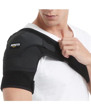 BINITS Shoulder Brace for Men & Women, Shoulder Immobilizer for Torn Rotator Cuff, Tendonitis, Dislocation, Shoulder Pain, AC Joint Pain Relief - Adjustable Fit Sleeve Wrap (L-XL)