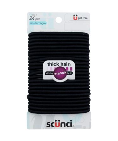 Scunci Effortless Beauty No-damage Black Elastics Thick Hair 24 ea (Pack of 3)