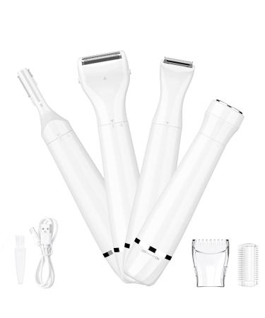 UTOTEBAG Women's 4-in-1 Hair Remover Rechargeable with Floating Shaver Body Trimmer Eyebrow Trimmer and USB Charger