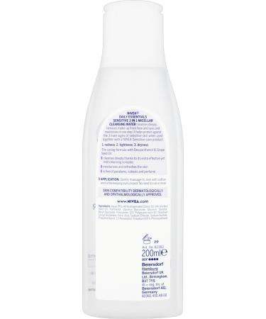 Nivea Daily Essentials Sensitive 3-in-1 Micellar Cleansing Water | 200 ml Pack of 3 | Hydrate & Cleanse | International Shipping Available - Buy Online on GoSupps.com