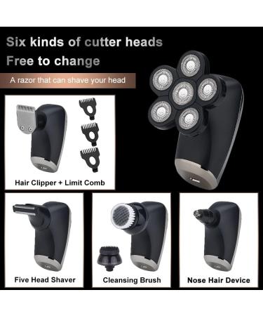 5-in-1 Men's Electric Shaver | Waterproof Rechargeable Razor & Beard Trimmer | Bald Shaver & Hair Clipper Wet Dry Kit - Black - Buy Online on GoSupps.com
