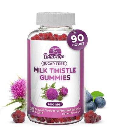 Milk Thistle Gummies- Naturally Flavored Sugar-Free Milk Thistle 1000mg Extract Liver Detox Support Renew Cleanse. Delicious Alternative to Milk-Thistle Capsules Power or Tea - 90 Count