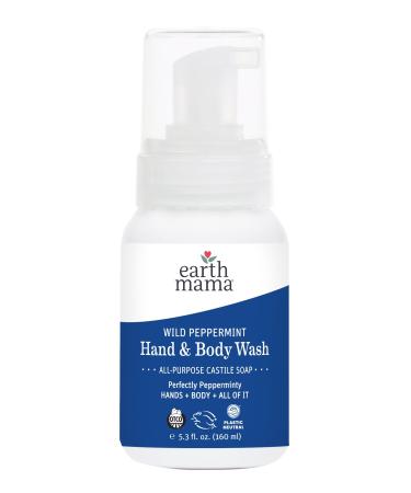 Earth Mama Wild Peppermint Hand & Body Wash | Foaming Castile Soap Liquid and Hand Soap Made with Organic Wild Mint & Peppermint Oil 5.3 fl oz Wild Peppermint 5.3 Fl Oz (Pack of 1)