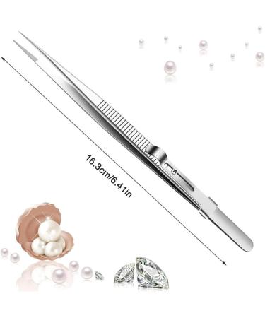 Stainless Steel Precision Tweezers 6.4 Inch Anti Static Tweezers Straight/Curved Tweezers with Sliding Lock Design Stainless Steel Tweezers for Electronics Laboratory Work and Jewelry Making - Buy Online on GoSupps.com
