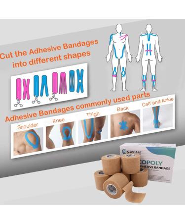 Self Adherent Bandages Wrap 2 x 5 Yards - 6 Count Pack | Flexible, Breathable Medical Tape for Ankle Sprains, Swelling, Sports Injuries - First Aid Cohesive Rolls - Buy Online on GoSupps.com