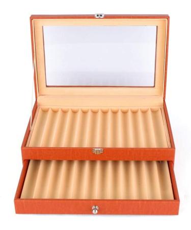 Pen Display case 3-Layer Fountain Pen Display Box 36 Slot Pen Storage Box PU Leather Glass Cover Modern Fashion Fountain Pen Collection Box Display Gifts Available in Two Options (Color : Orange - Buy Online on GoSupps.com