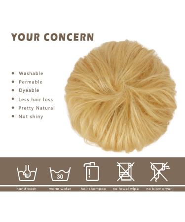 BARSDAR 100% Real Hair Tie & Extensions - Curved Messy Updos 32g Light Blonde Hair Part for Women & Girls - Buy Online on GoSupps.com