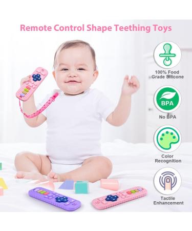 Buy Aolso Baby Biting Toys - 2-Piece Silicone Remote Control Teething Rings & Pacifier Clips (Pink/Purple) - Safe & Durable for Teething Relief - Buy Online on GoSupps.com