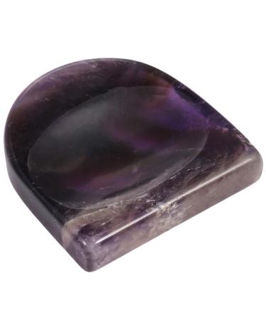 MookaiTedecor Amethyst Thumbstein Crystal Gemstone Massage stone with hollow flatterer for healing Reiki size approx. 43 x 44 x 7 mm (pack of 2 pieces) amethyst (fan -shaped)