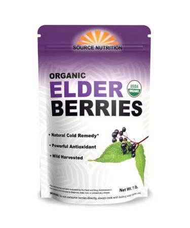 USDA Organic Dried Elderberries - Whole European Elderberry  Responsibly Wild Crafted  Perfect for Tea  Syrups  and More - Sambucas Nigra - 1 Pound (Certified Organic)