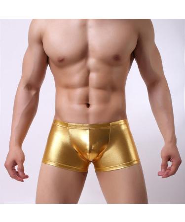 Duohropke Men's Shine Metallic Shorts | Gold Leather Optics Boxer Trunks for Beach Gym & Sport - Buy Online on GoSupps.com