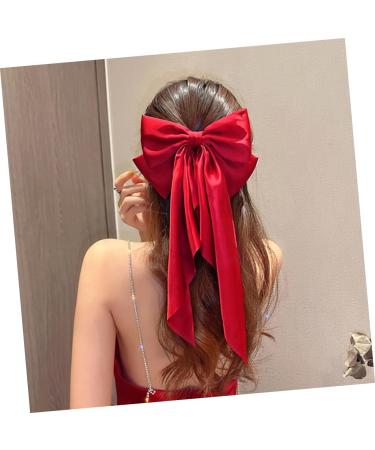 SKISUNO Satin Ribbon Hairpin Big Hair Bows Hair Barrettes for Teen Ponytail Clip Accessories for Teen Teen Hair Bows Hair Bow Barrette Hair Clips for Makeup Red Hair Bow - Buy Online on GoSupps.com