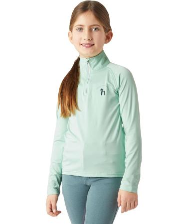 Horze Lola Kids Long Sleeve Half Zip Tec Shirt - Dusty Aqua (Medium) - Buy Online on GoSupps.com