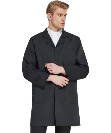 VOGRYE Professional Lab Coat Unisex Black Large - Long Sleeve White Men Women - Buy Online on GoSupps.com