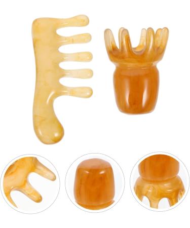 Buy Minkissy Scalp Massage Comb Set - 4-Piece Gua Sha Head Massage Device Jade Acupuncture Comb and Beeswax Brush for Ultimate Relaxation - Buy Online on GoSupps.com
