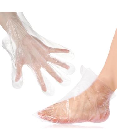 Lot de 200 doublures jetables en cire de paraffine pour les mains et les pieds sacs de bain en plastique pour mains et pieds gants de bain en paraffine gants et chaussettes pour mains couvre-pieds