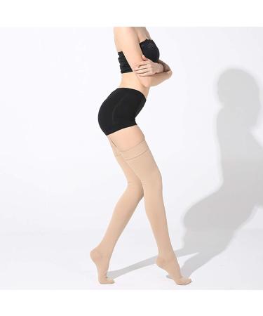 DERCLIVE Compression Stockings for Thighs - 23-32 mmHg Silicone Dotted Socks for Enhanced Blood Circulation Nude - Size S | International Shipping Available - Buy Online on GoSupps.com