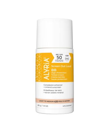 Alyria High Protection BB Tinted Cream SPF 50 Light to Medium - Broad Spectrum Mineral Sunscreen with Ectoin & Vitamin E - Vegan Talc-Free Paraben-Free - (Shade 420)