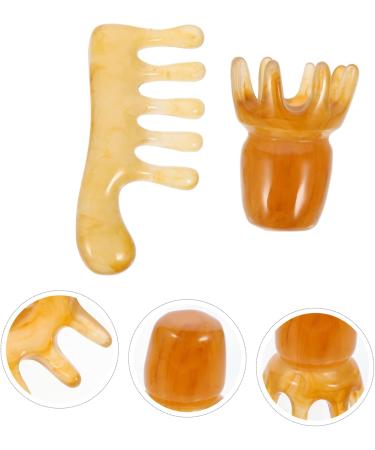 Magiclulu 4-Piece Resin Scalp Massage Comb Set - Large Gua Sha & Hand Tools for Hair & Scalp Relaxation | International Shipping Available - Buy Online on GoSupps.com