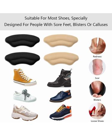 Fanci Poetry Heel Grips Liner Cushions Inserts - 2 Pairs for Improved Shoe Fit and Comfort | Prevent Slip and Blisters | Men Women | Black+Pale Apricot - Buy Online on GoSupps.com