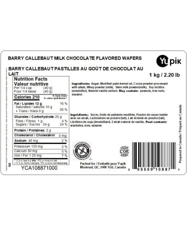 Yupik Barry Callebaut Milk Chocolate Flavored Wafers 1 kg 6 Count Gluten-Free Kosher Milk Chocolate Flavor Made with Cocoa Powder Melts Smoothly Ideal for Snacking Dipping Molding&Coating 6 kg - Buy Online on GoSupps.com