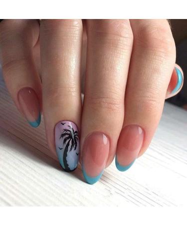 2pcs Tropical Palm Summer Tree 3D Self-Adhesive Nail Stickers - DIY Beauty Decal for Manicure - 2022 Beach Nail Decals - Buy Online on GoSupps.com