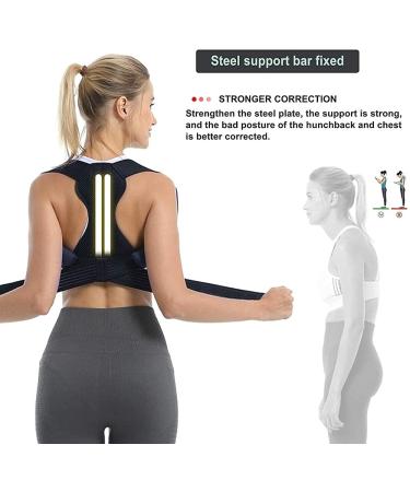 Men Women Posture Corrector Back Support Belt Clavicle Spine Lumbar Brace Corset Posture Correction Stop Slouching Back Trainer-Medium_Black (Black M) lofty ambition - Buy Online on GoSupps.com