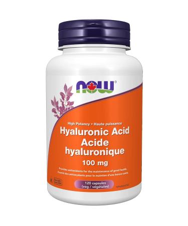 NOW Supplements Hyaluronic Acid 100mg Capsules 120 Count Unflavored 120 count (Pack of 1)
