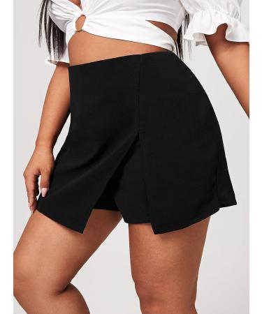Floerns Women's Plus Size High Waisted Asymmetrical Skorts - XX-Large Black - Buy Online on GoSupps.com