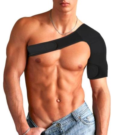 Hoadoek Shoulder Support Brace Back Guard Strap Wrap Belt Band Pads Single Shoulder Adjustable Breathable Sports Care Guard Protect left shoulder support black - Buy Online on GoSupps.com