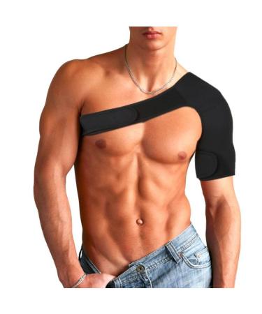 Kqcibz Shoulder Support Brace Back Guard Strap Wrap Belt Band Pads Single Shoulder Adjustable Breathable Sports Care Guard Protect left shoulder support black - Buy Online on GoSupps.com