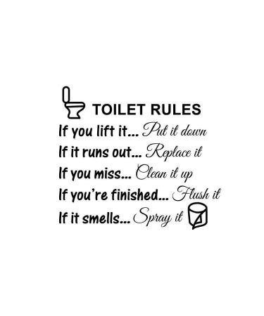 BathroomToilet Lid Decals, Vinyl Art Decals DIY Home Decor Toilet Rules Signs Designs (Signs Words)