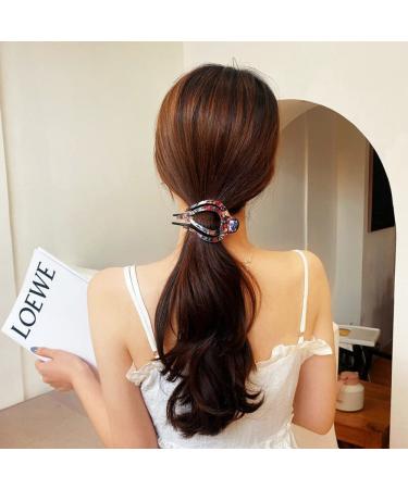 Yusier 2PCS Heart Duckbill Clip - Fashion French Curved Ponytail Hair Clips for Women - No Slip Strong Large Barrettes for Thick Hair (Rock Texture) - Buy Online on GoSupps.com