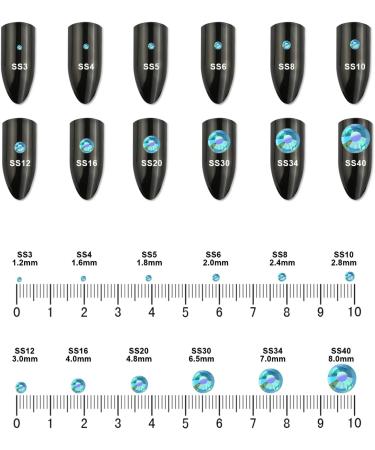 576PCS Aquamarine Rhinestones & Nail Crystals - SS30 (6.4mm & 6.5mm) for Stunning Nail Art | International Shipping - Buy Online on GoSupps.com