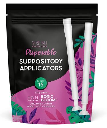 Disposable Vaginal Suppositories Applicators for Women (15 Pack) Fits All Standard Size Capsules, Pills & Tablets - Soft Tip for Comfort and Easy Insert- Individually Wrapped. 15 Count (Pack of 1)