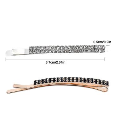 HQDeal 10 Crystal Hairpins Set - Rhinestone Bobby Pins & Diamond Hair Clips for Women & Girls - Stylish Silver & Black Hair Jewelry Decoration - Buy Online on GoSupps.com