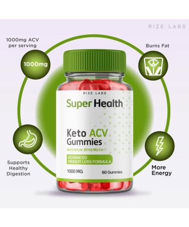 2 Pack Superhealth Keto Gummies - Advanced Weight Loss Belly Fat Apple Cider Vinegar Gummies - 120 Count - Buy Online on GoSupps.com
