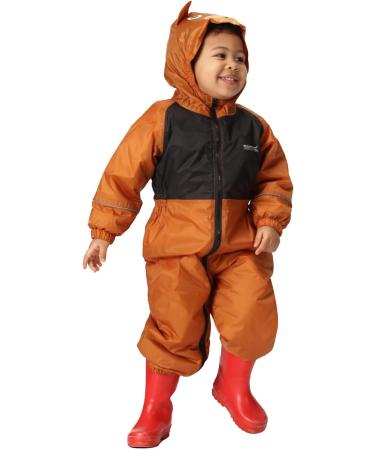 Regatta Kids Mudplay III Insulated Animal All-in-One Suit - 5-6 Years, Copper Almond/Black Bear - Buy Online on GoSupps.com