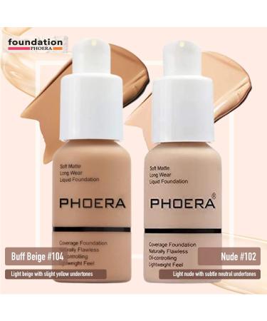 Glamza Phoera Foundation full coverage makeup set Inclusive Nude & Buff Buff Buff Big 30ml Mats Foundation Phoera Flt Kabuki Brush & Contort Peature for sharper more defined - Buy Online on GoSupps.com