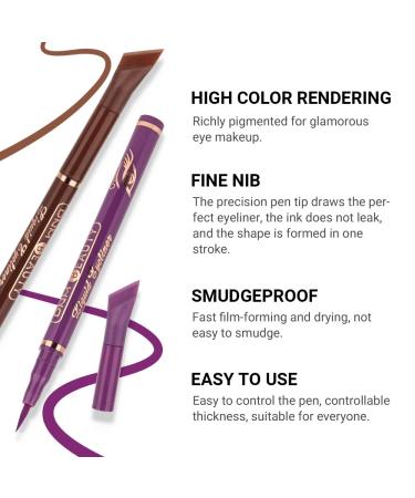 Evpct 6Pcs Liquid Wing Eyeliner Stamp Set - Waterproof Colored Eye Liners in Various Shapes - Nordic Purple, Black, Blue, Violet, White, Red, Brown - Buy Online on GoSupps.com