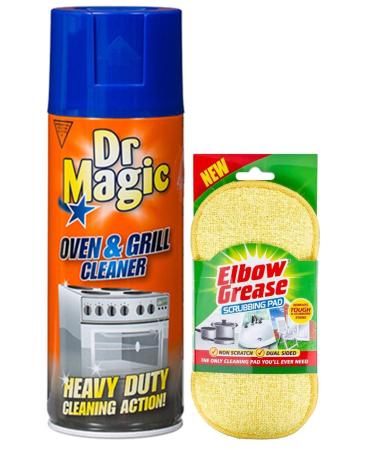 Dr Magic Oven and Grill Cleaner Spray (1X 390 ml)- Effortlessly and Effectively Remove All Stubborn Food Residues and Grease from Oven and Grill -With Scrubbing Pad Dr Magic Oven and Grill Cleaner + Scrubbing Pad
