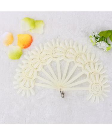 120 Pieces Fan-Shaped False Nails - Lace Sticks Cream Polish & Rosette Pattern - Ideal for Salon Display & Nail Art Practice - Buy Online on GoSupps.com