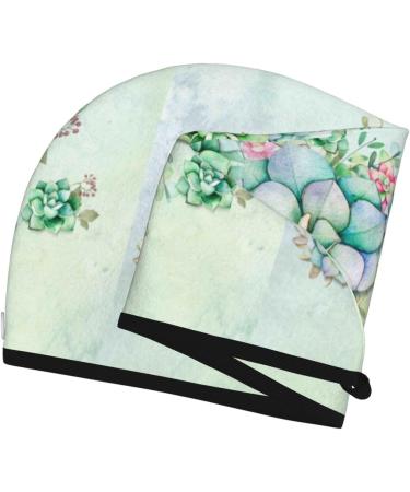 Hair Towel Wrap | Quick-Dry Hair Turban with Button | Succulent Design Towel for Effortless Hair Drying - Buy Online on GoSupps.com