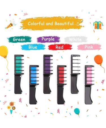 Qivange Hair Chalk Comb 6 Pcs - Temporary Non-Toxic Hair Coloring for Kids - Ideal Christmas Birthday Party Gifts - Ages 4+ - 6 Count - Buy Online on GoSupps.com