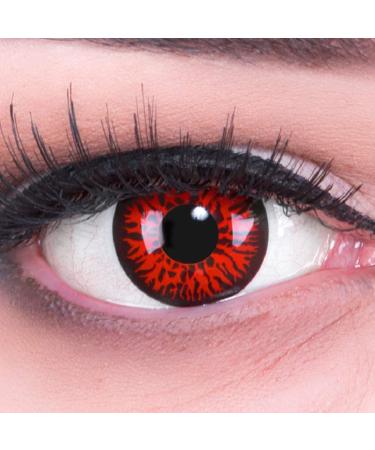 Meralens 1 pair of colored red crazy fun red demon year contact lenses.Top quality for carnival and carnival with free contact lens containers without strength - Buy Online on GoSupps.com