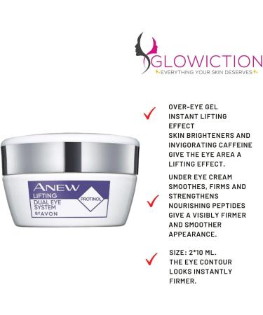 Avon Anew Lifting Dual Eye System Eye Contour Care Cream with Protinol Technology Helps Correct Firm and Smooth the Eye Contour for a More Youthful Look in Just 2 Days  - Buy Online on GoSupps.com