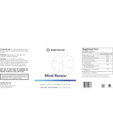 Mind Renew - Brain Supplements for Memory and Focus with Lion's Mane and Ginkgo Biloba Extract - 60 Capsules 60 Count(Pack of 1) - Buy Online on GoSupps.com