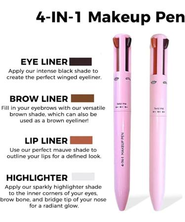 ERMOPATRY 4-In-1-Make-Up-Stift Four-Color High-Gloss Lip Liner Eyeliner And Eyebrow Pencil Multi-Functional Makeup Pen Portable Makeup Pen Girls Makeup Gift (1 pcs) - Buy Online on GoSupps.com