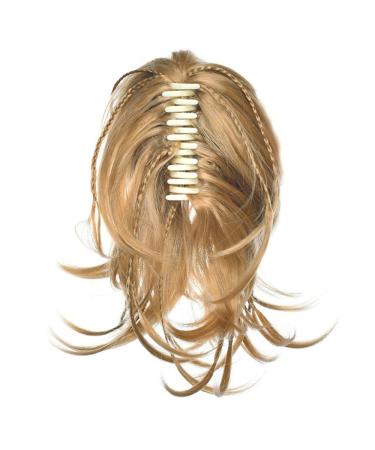 Blonde Woman With Braided Wig Synthetic Fiber Straightens Ponytail Gray Ponytail 12inches 1011
